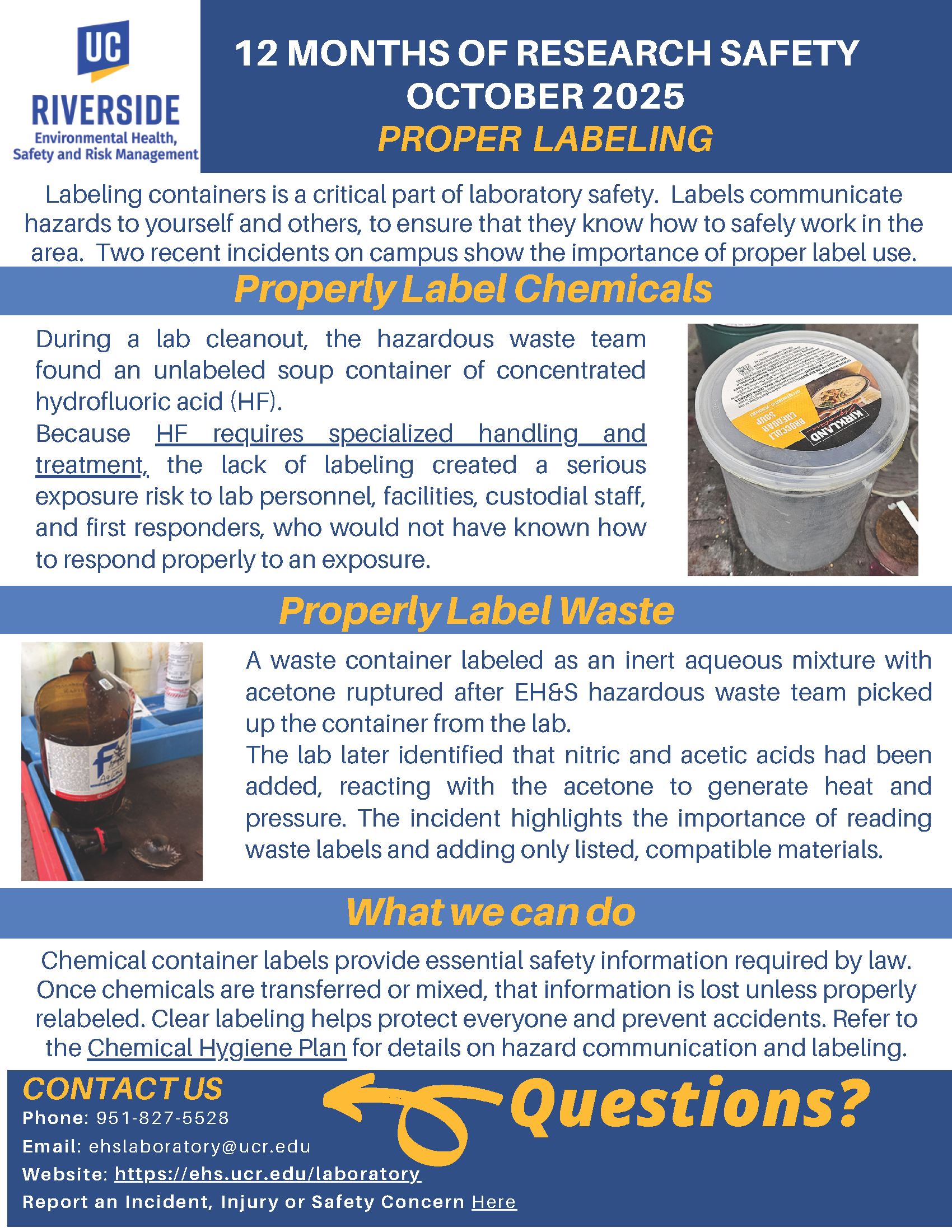 image of October 2025 12 months of research safety topic on proper labeling