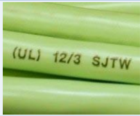 cord markings showing UL 12 gauge 3 conductor SJTW