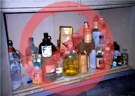 Example of improper chemical storage