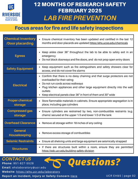 12 Months of Research Safety topic for February 2025 - Lab Fire Prevention