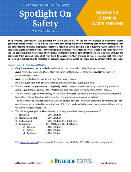 Spotlight On Safety: Managing Chemical Waste Streams