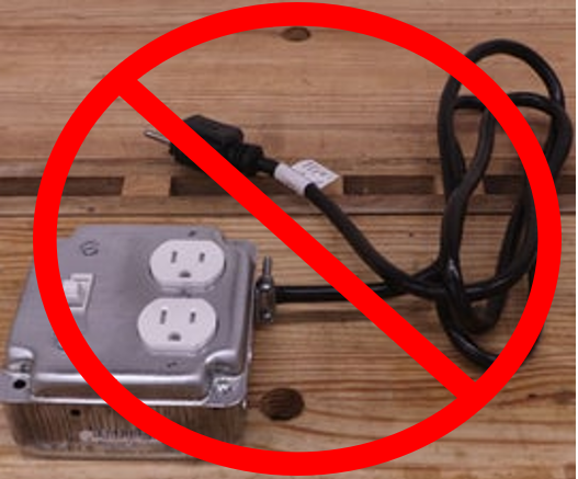 metal junction box on cord