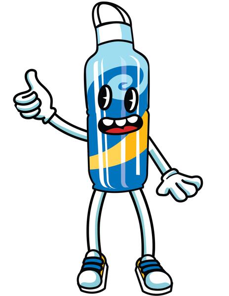 UCR Clean Water Bottle Mascot With a Thumbs Up Gesture