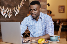 Person working at a laptop