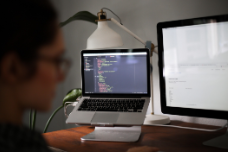 Person looking at computer monitor screen