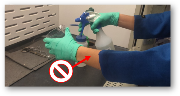 person in lab coat with exposed wrists