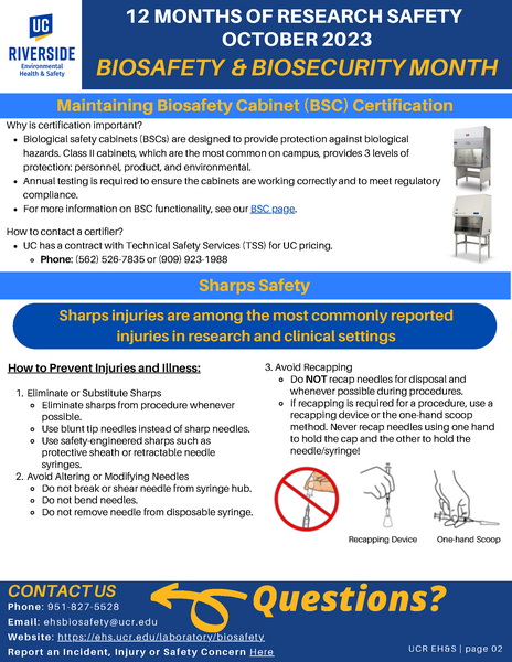 12 Months of Research Safety topic for October 2023- biosafety and biosecurity month page 2