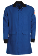 blue flame resistant lab coat