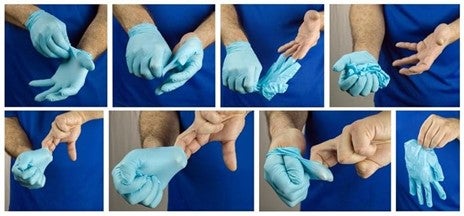 how to doff gloves